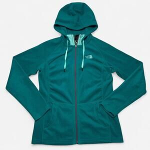 The North Face Womens Teal Full Zip Fleece Hoodie Jacket Size Small Outdoor